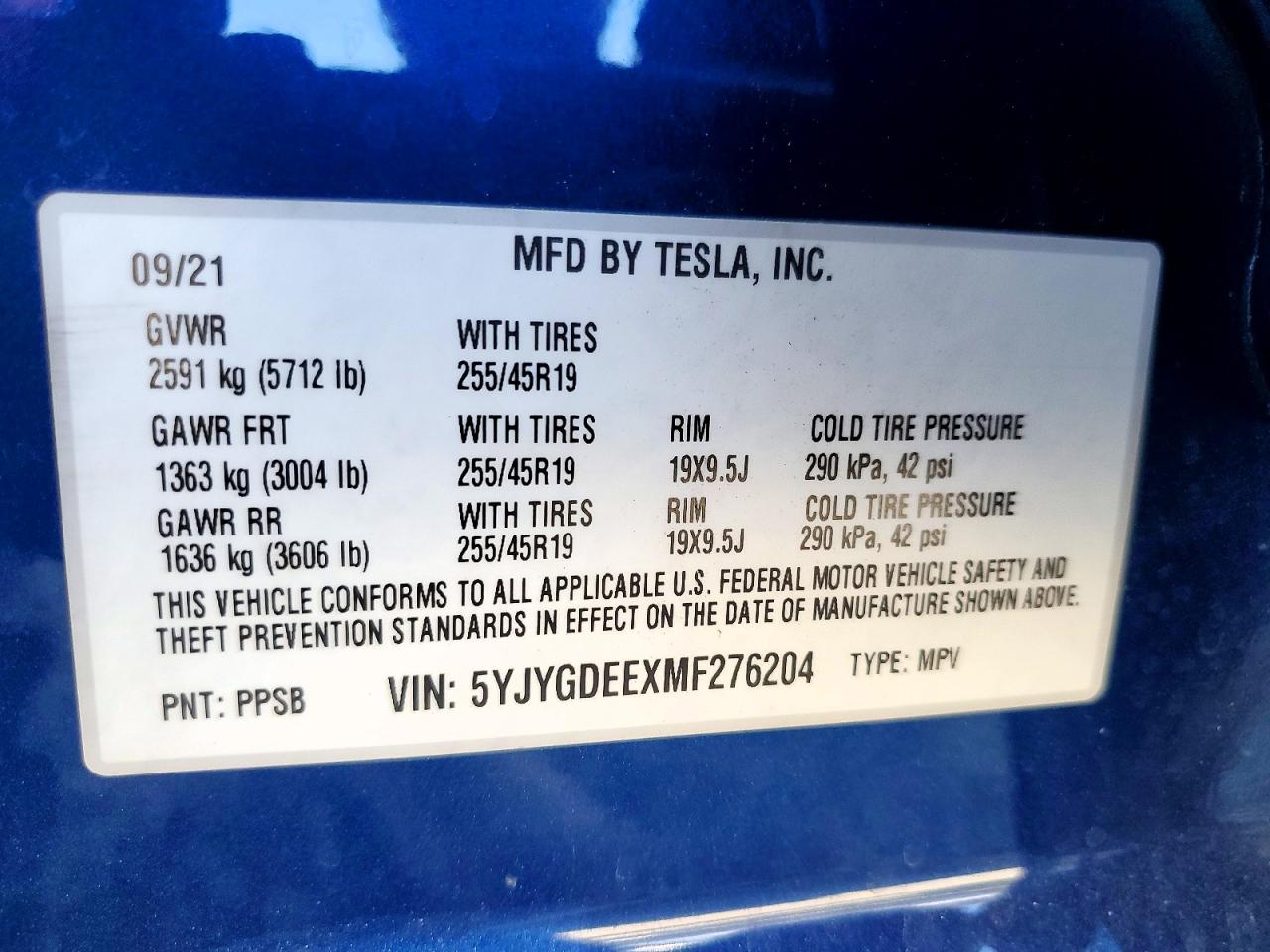 2021 TESLA MODEL Y photo 12