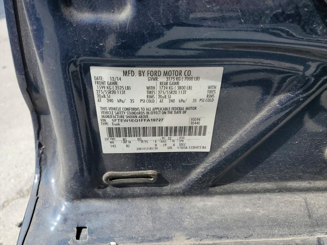 2015 FORD F150 SUPERCREW photo 12
