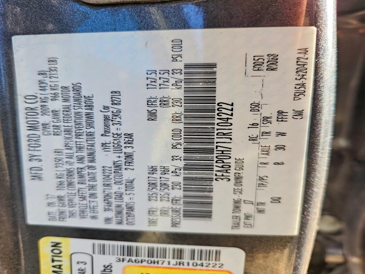 2018 FORD FUSION SE photo 23