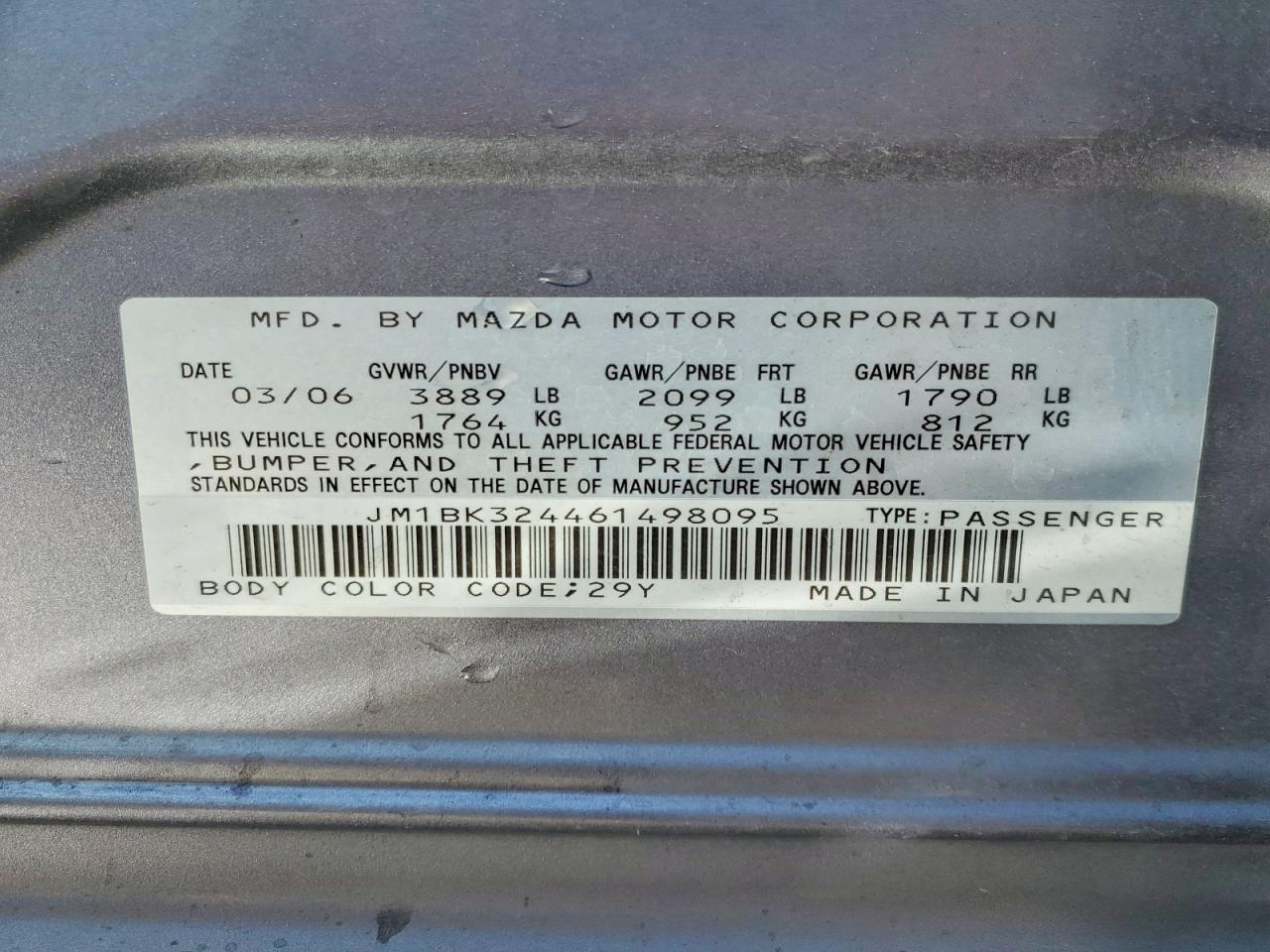 2006 MAZDA 3 S photo 12