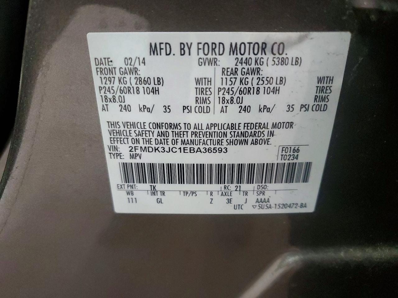 2014 FORD EDGE SEL photo 13