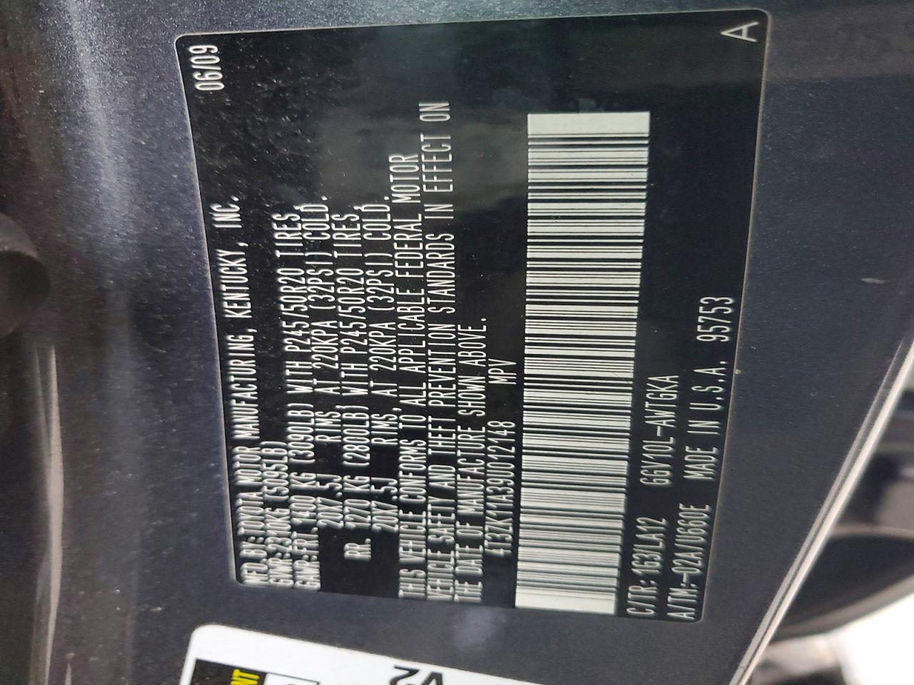 2009 TOYOTA VENZA FWD V6 photo 25