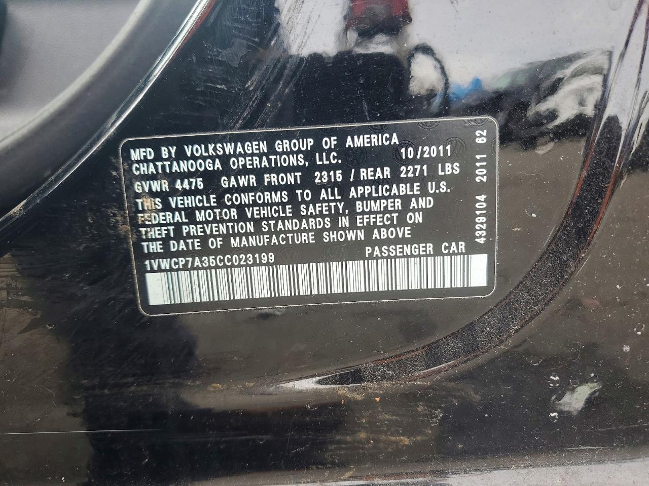 2012 VOLKSWAGEN PASSAT SEL photo 12
