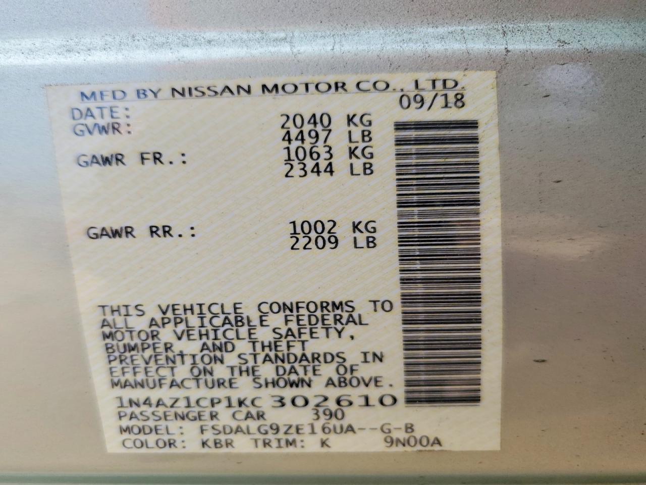 2019 NISSAN LEAF SL photo 37