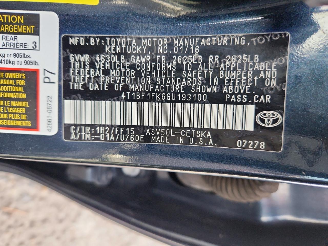 2016 TOYOTA CAMRY SE photo 12