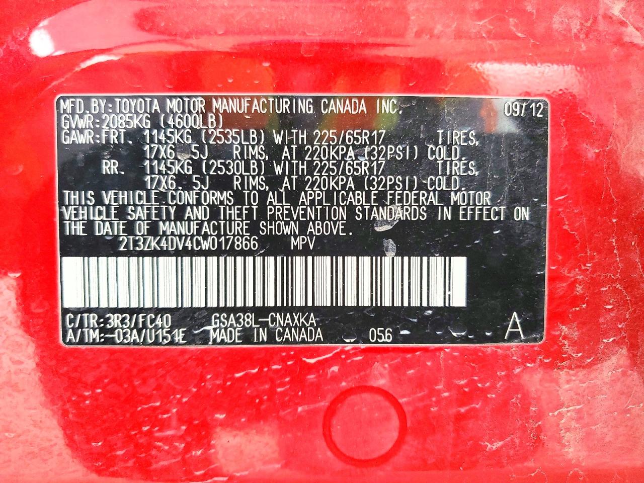 2012 TOYOTA RAV4 BASE photo 14