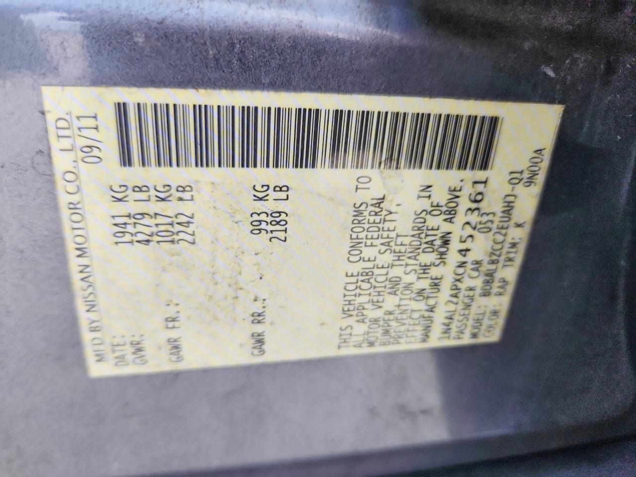 2012 NISSAN ALTIMA 2.5 photo 23
