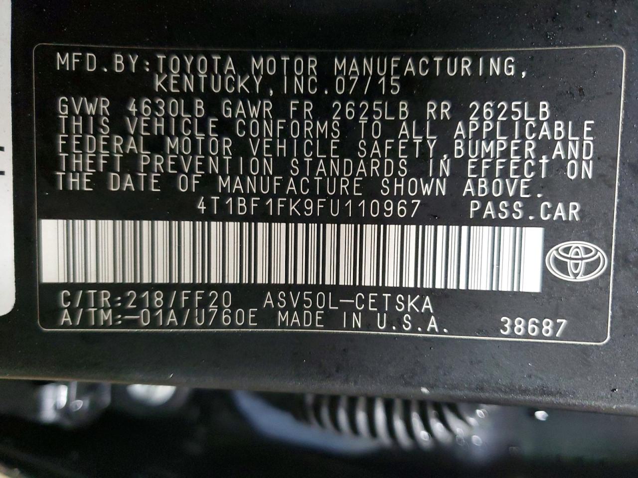 2015 TOYOTA CAMRY SE photo 23