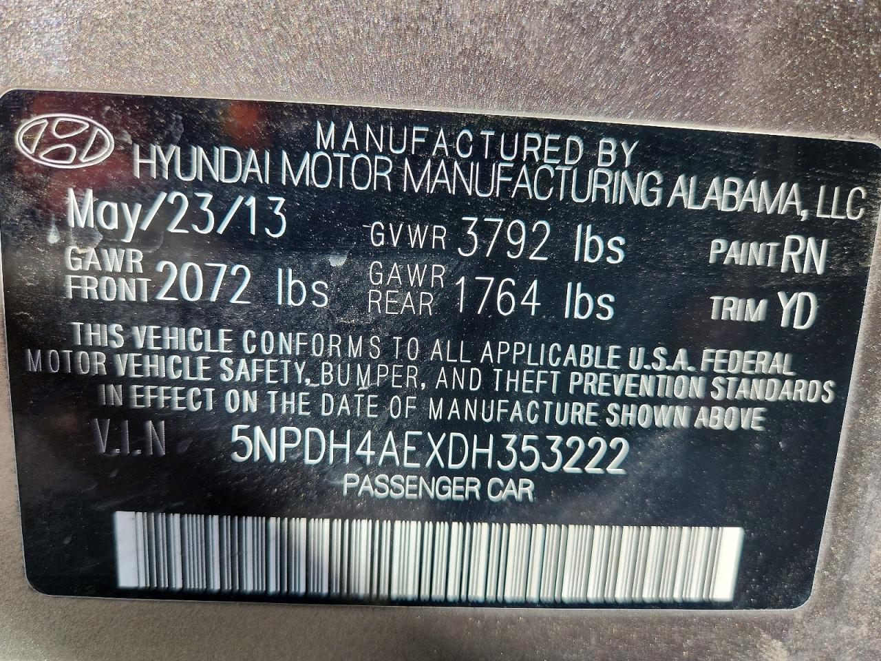 2013 HYUNDAI ELANTRA GLS photo 12