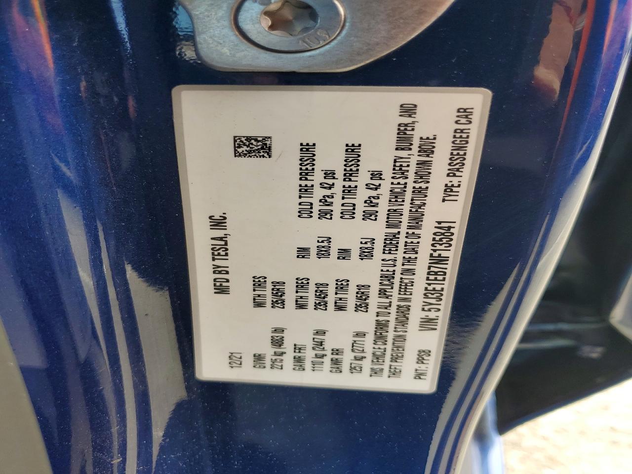 2022 TESLA MODEL 3 photo 34