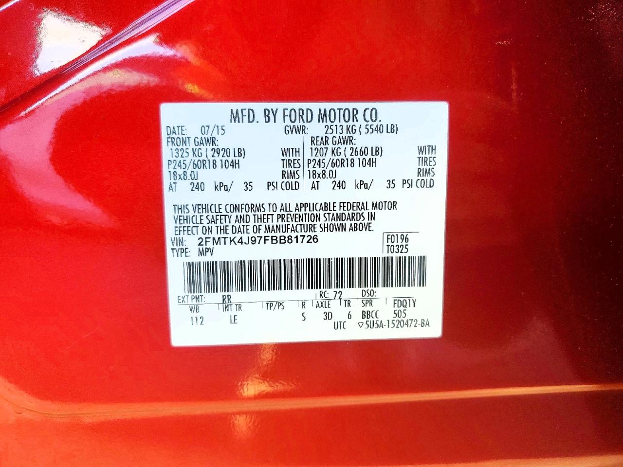 2015 FORD EDGE SEL photo 25