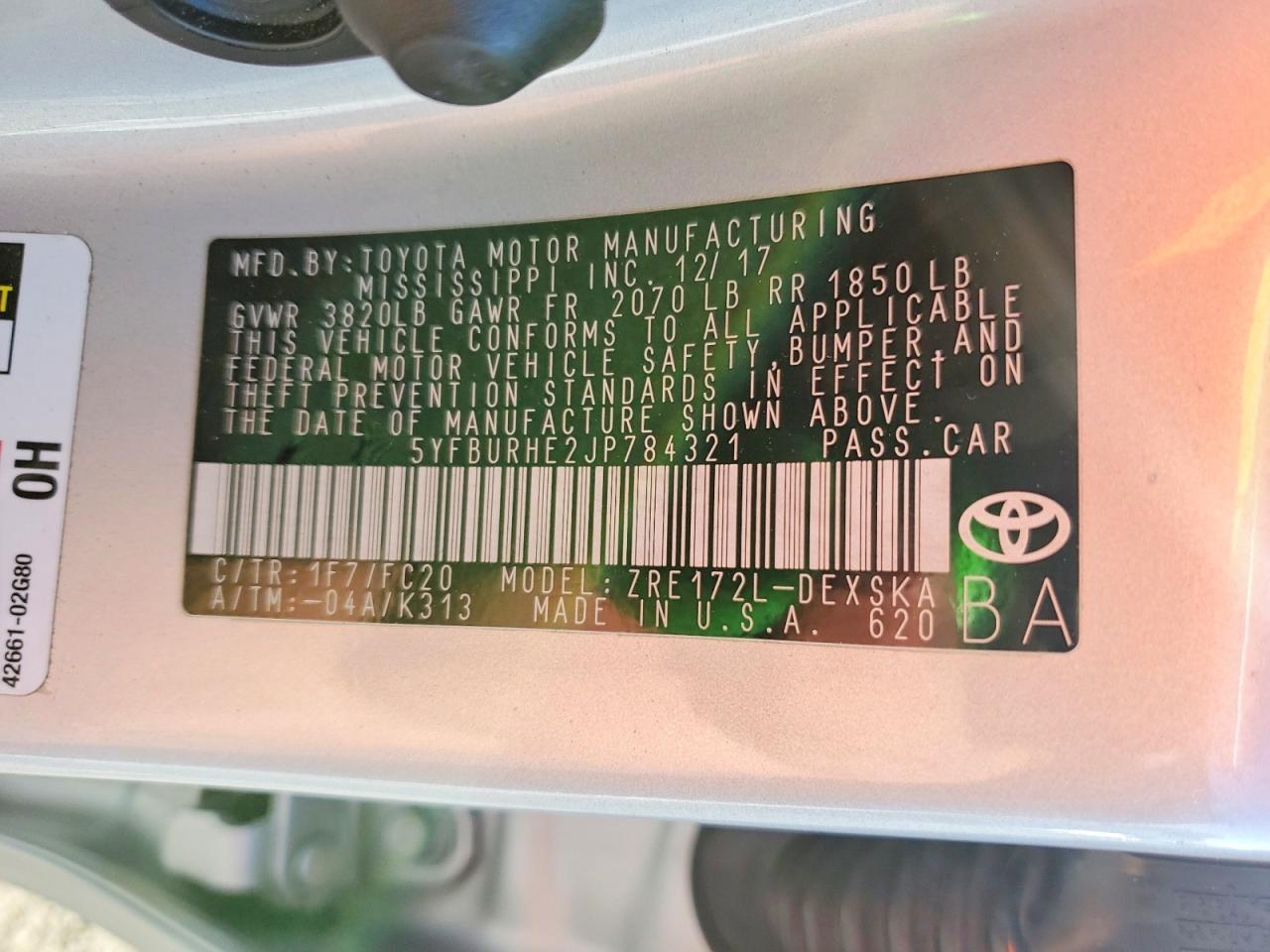 2018 TOYOTA COROLLA SE photo 45