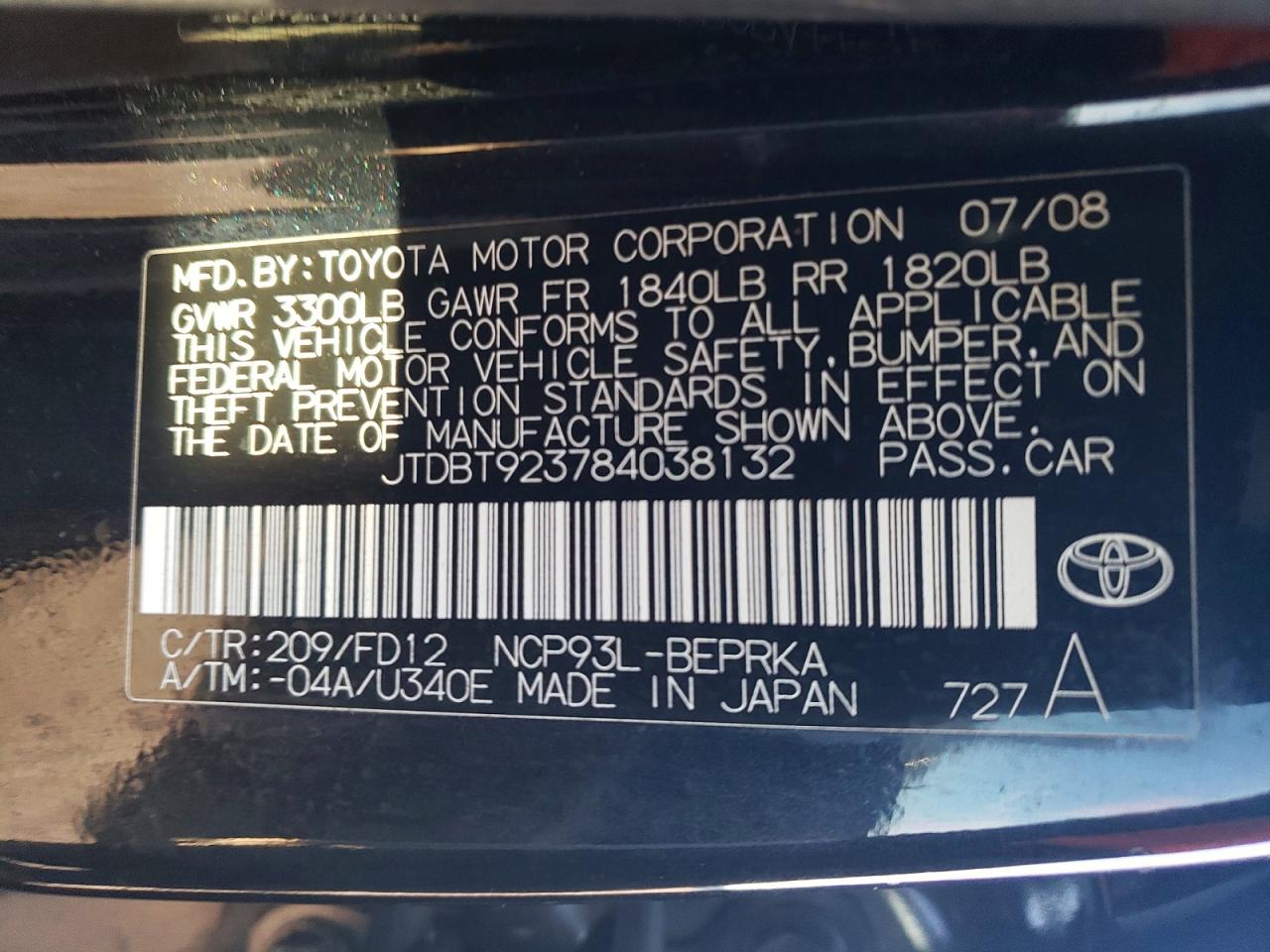 2008 TOYOTA YARIS BASE photo 23