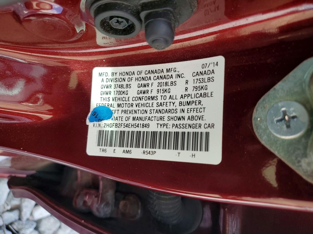 2014 HONDA CIVIC LX photo 25