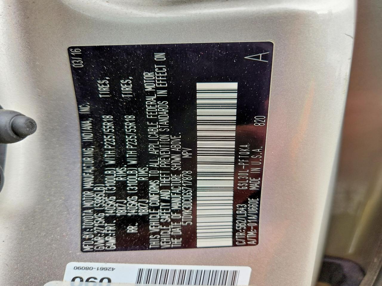 2016 TOYOTA SIENNA LIMITED PREMIUM 7-PASSENGER photo 37