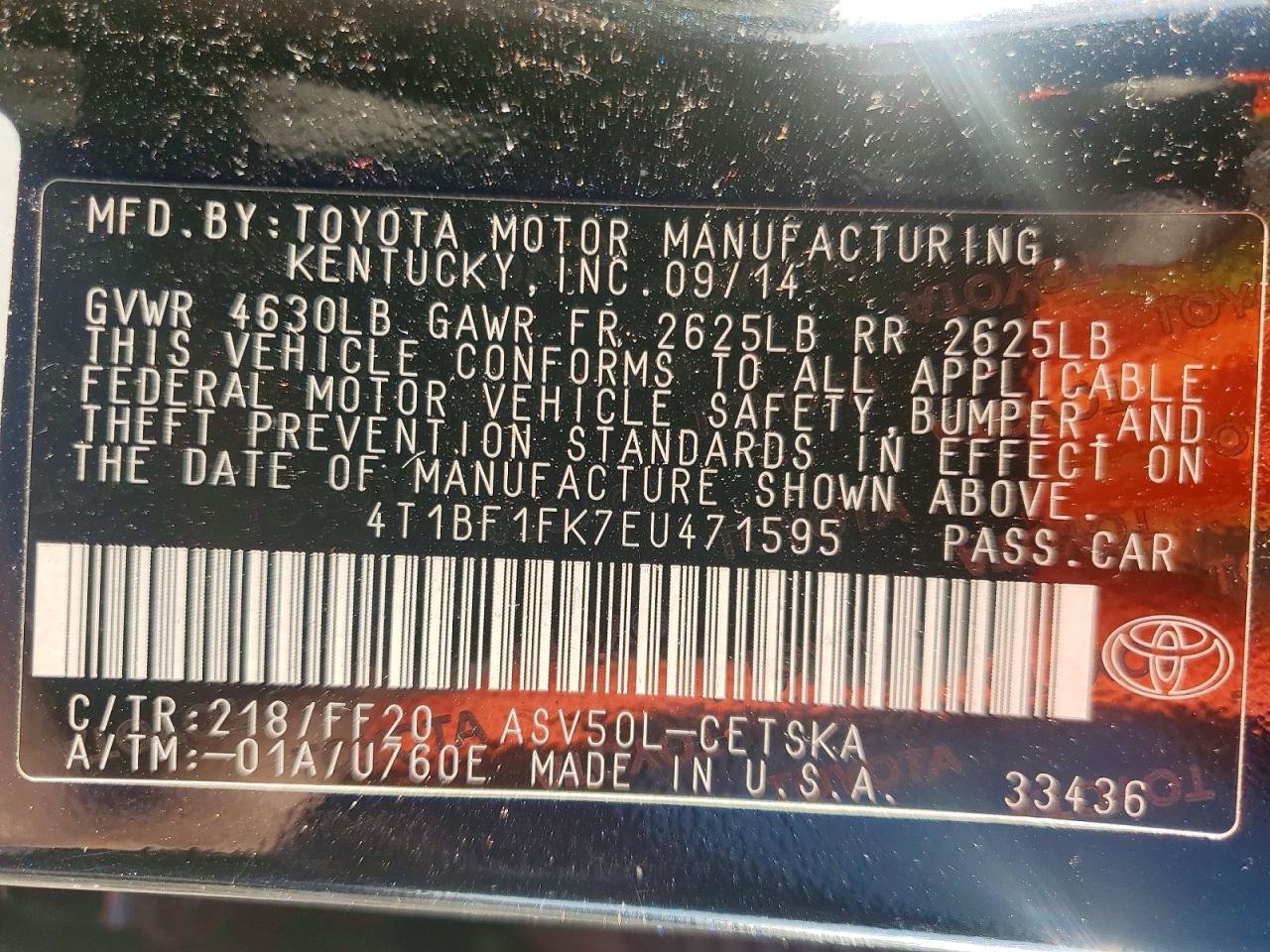 2014 TOYOTA CAMRY SE photo 6