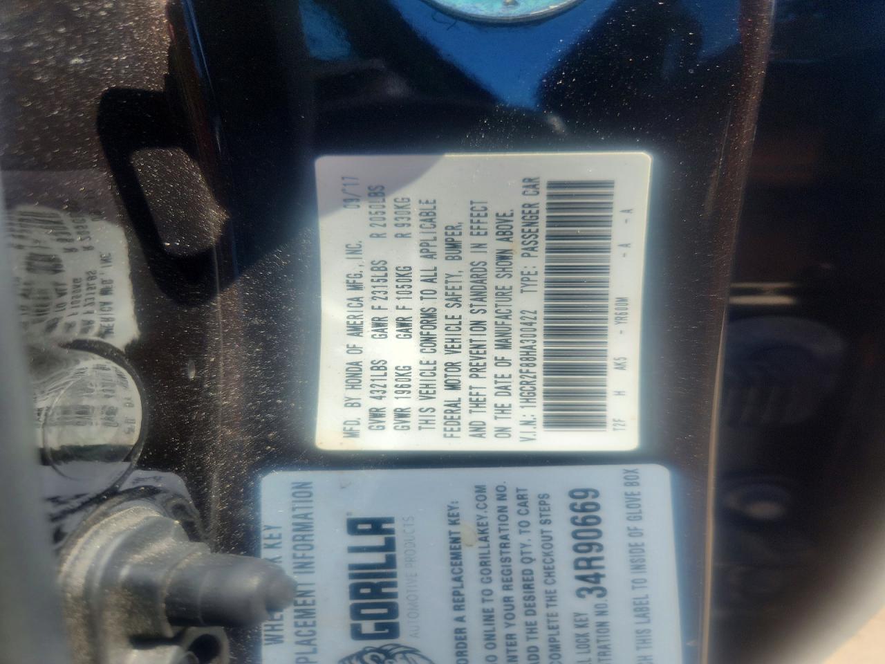 2017 HONDA ACCORD EXL photo 35
