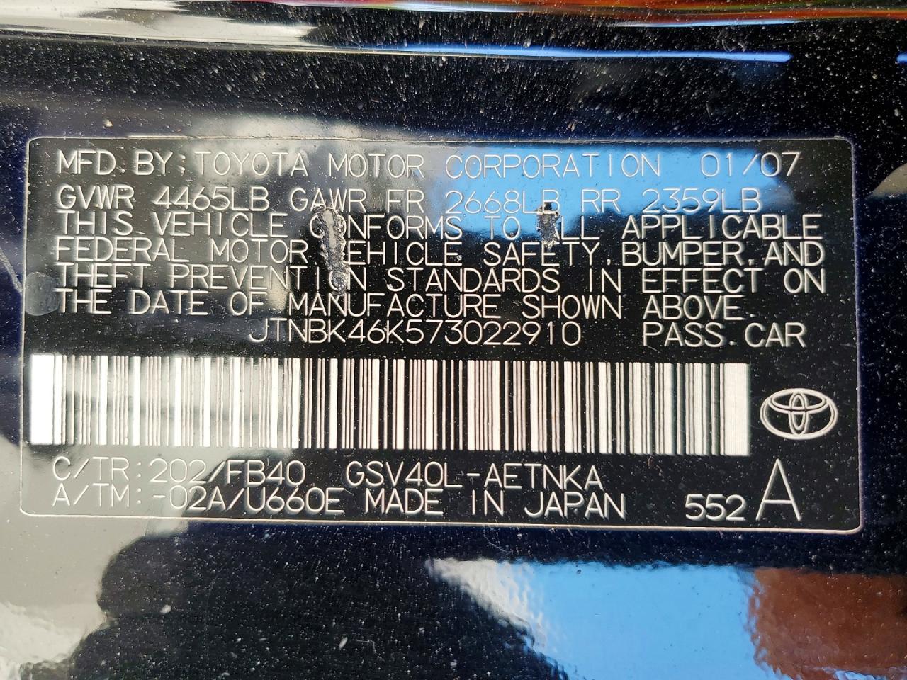 2007 TOYOTA CAMRY LE V6 photo 25