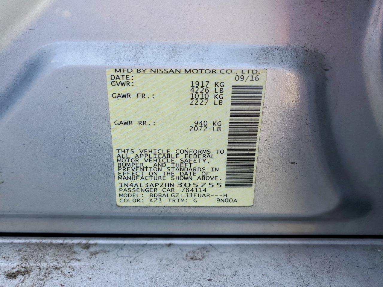 2017 NISSAN ALTIMA 2.5 S photo 23