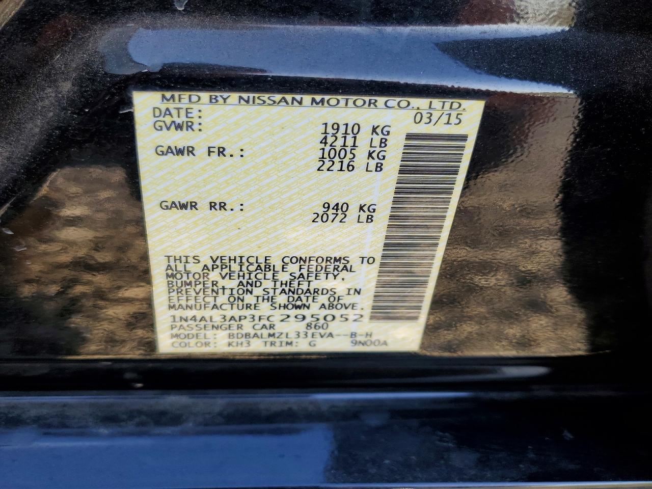 2015 NISSAN ALTIMA 2.5 SV photo 23