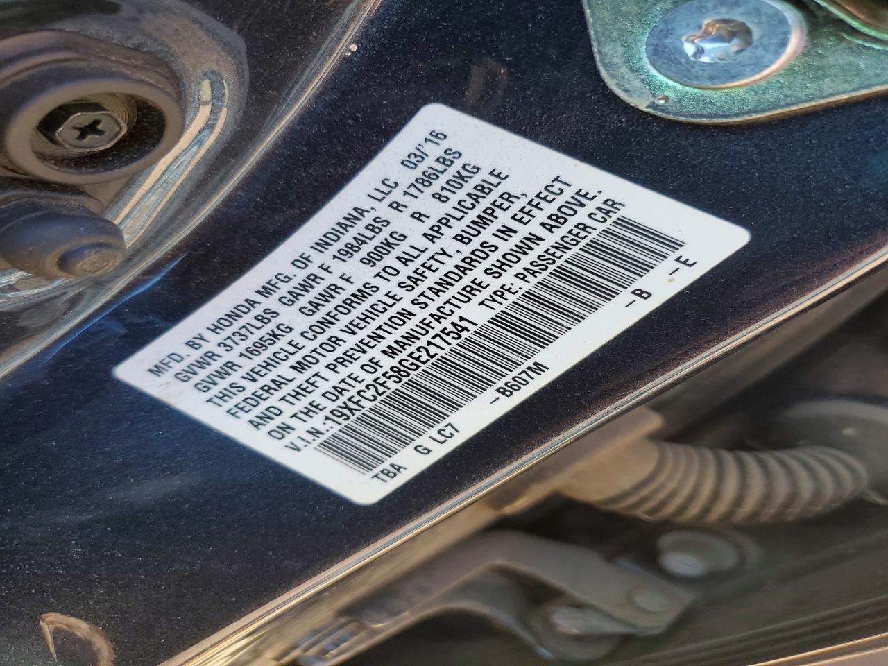 2016 HONDA CIVIC LX photo 37