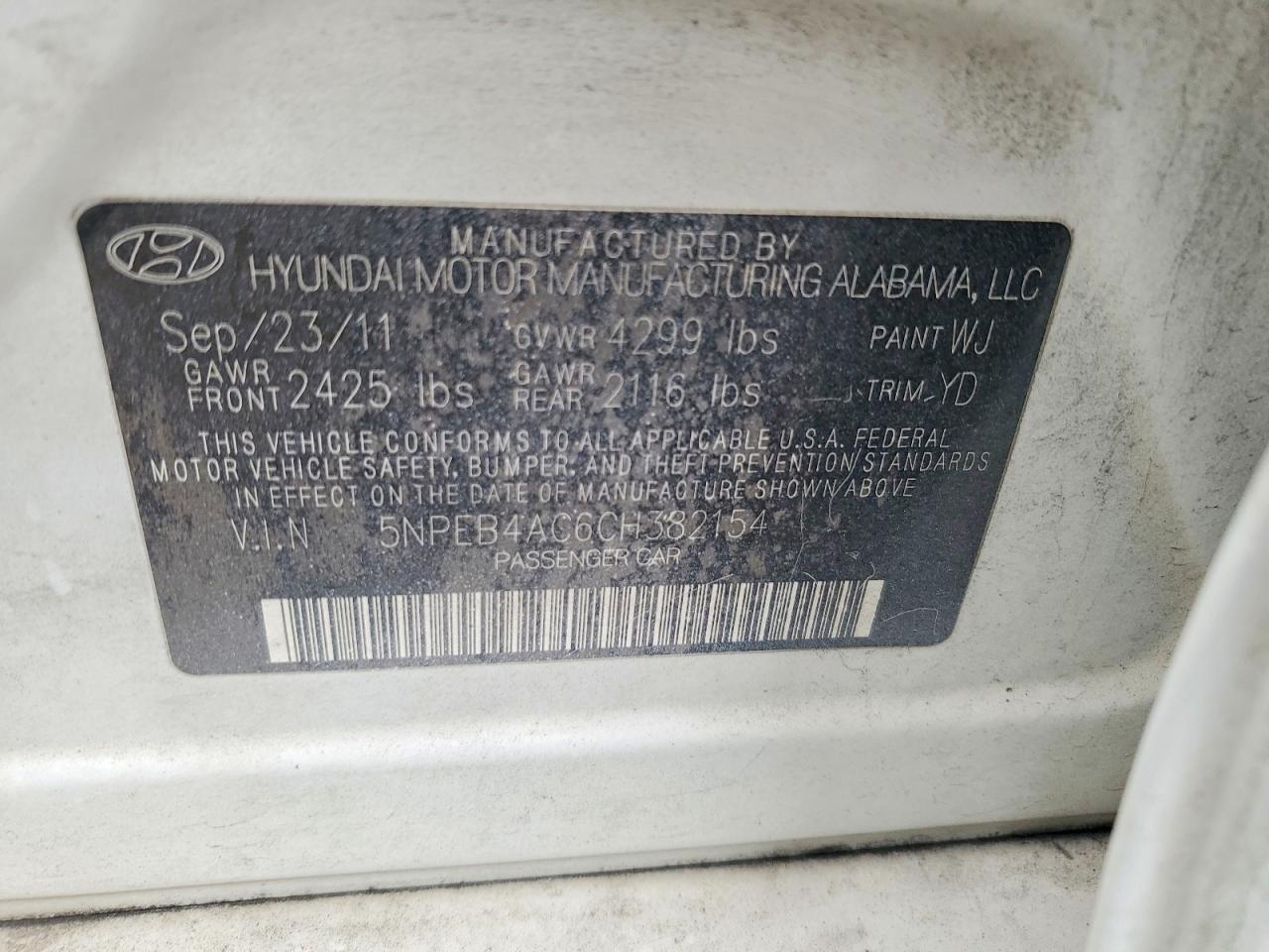 2012 HYUNDAI SONATA GLS photo 23