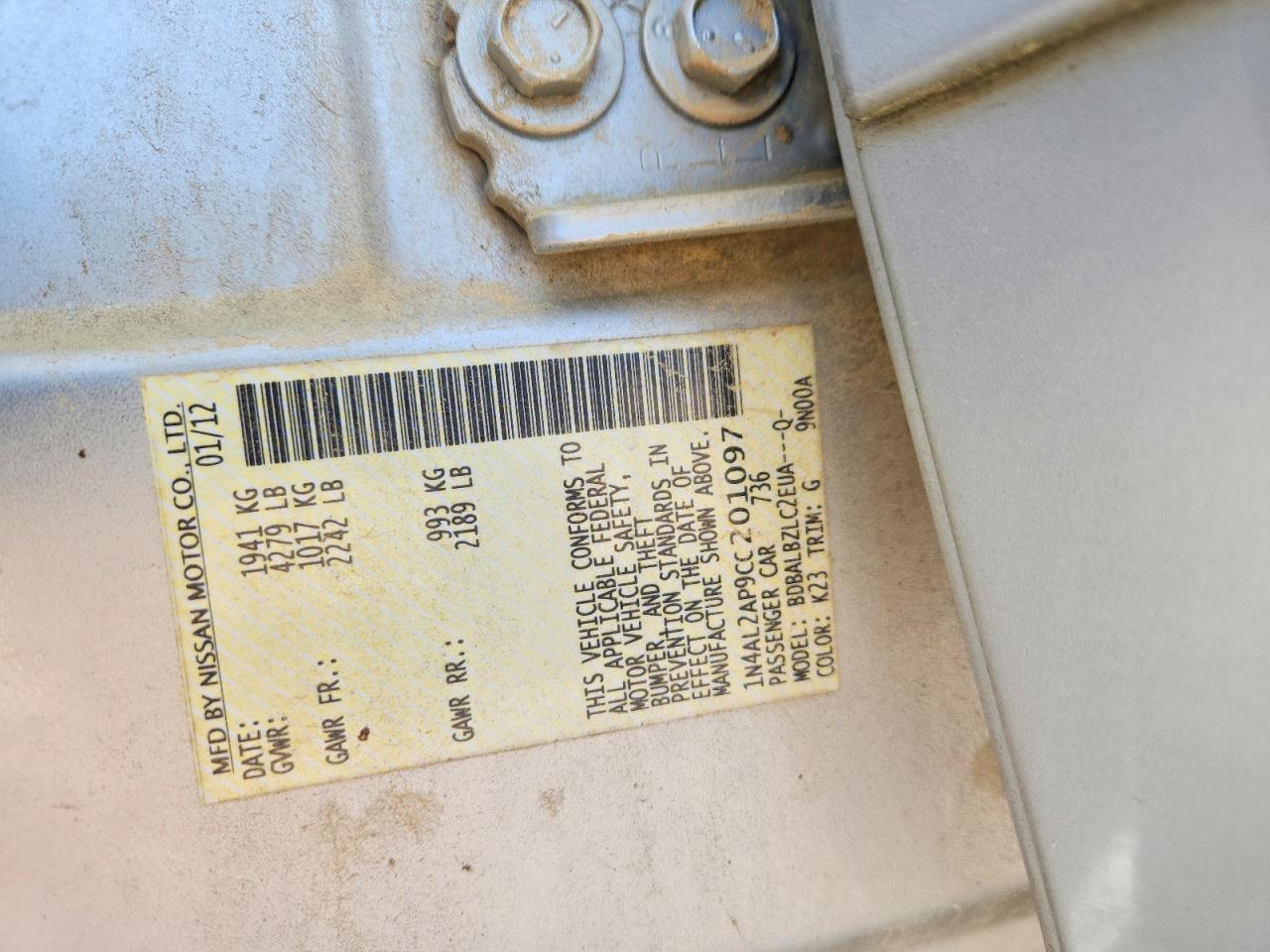 2012 NISSAN ALTIMA 2.5 photo 23