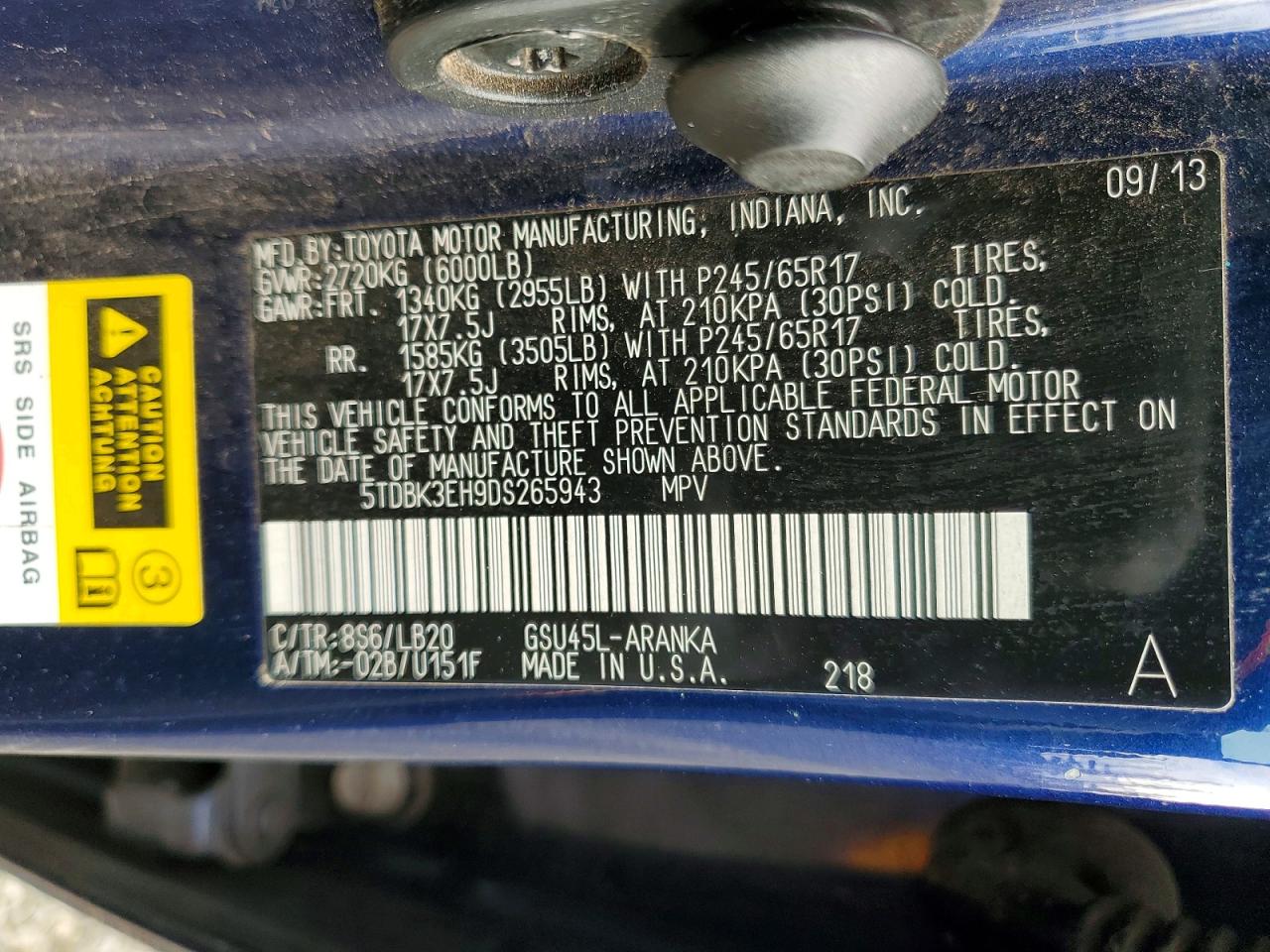 2013 TOYOTA HIGHLANDER SE photo 25