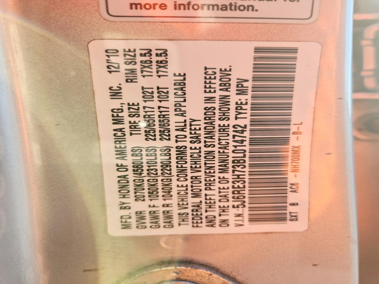 2011 HONDA CR-V EXL photo 25