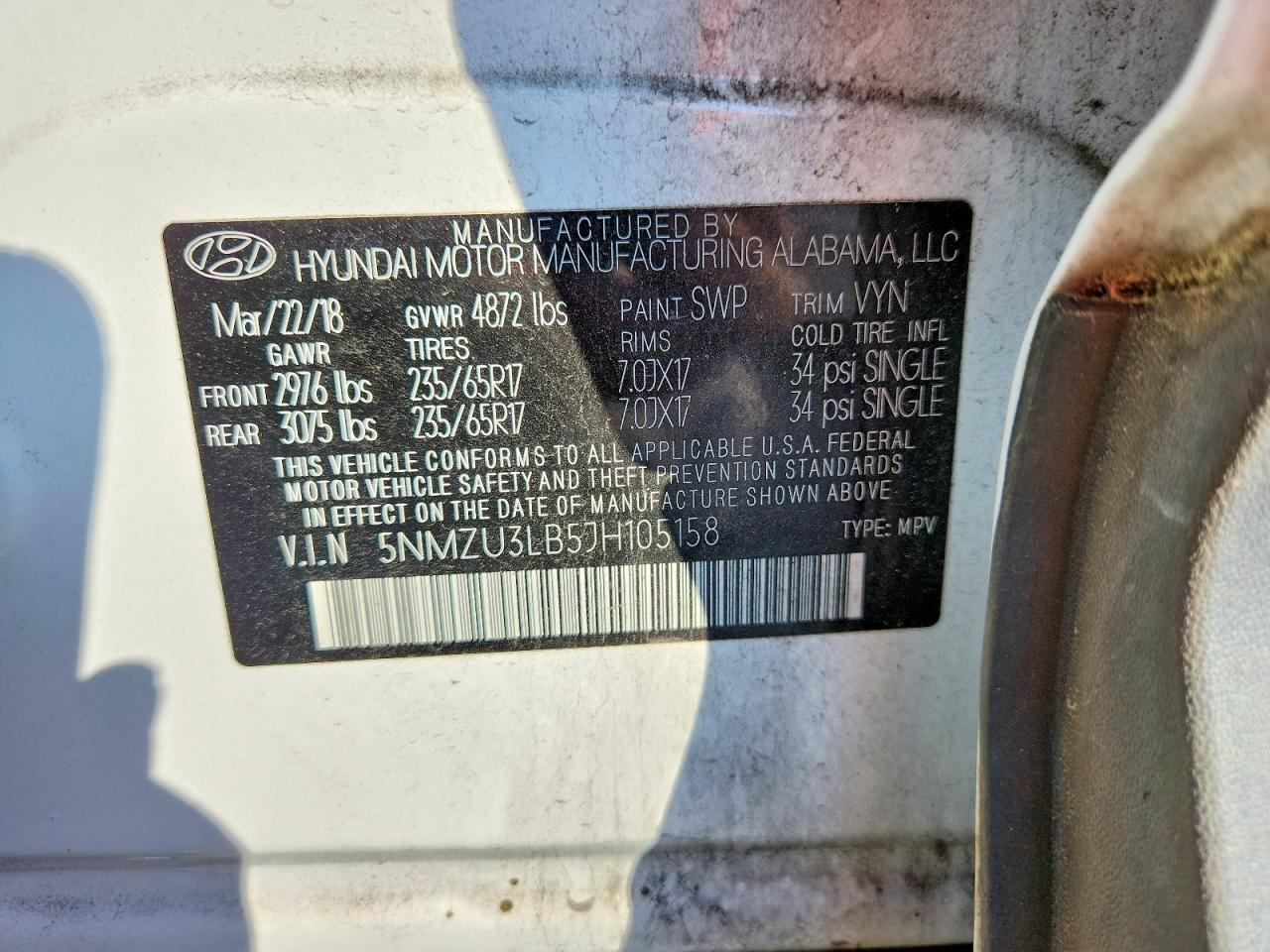 2018 HYUNDAI SANTA FE SPORT 2.4L photo 13