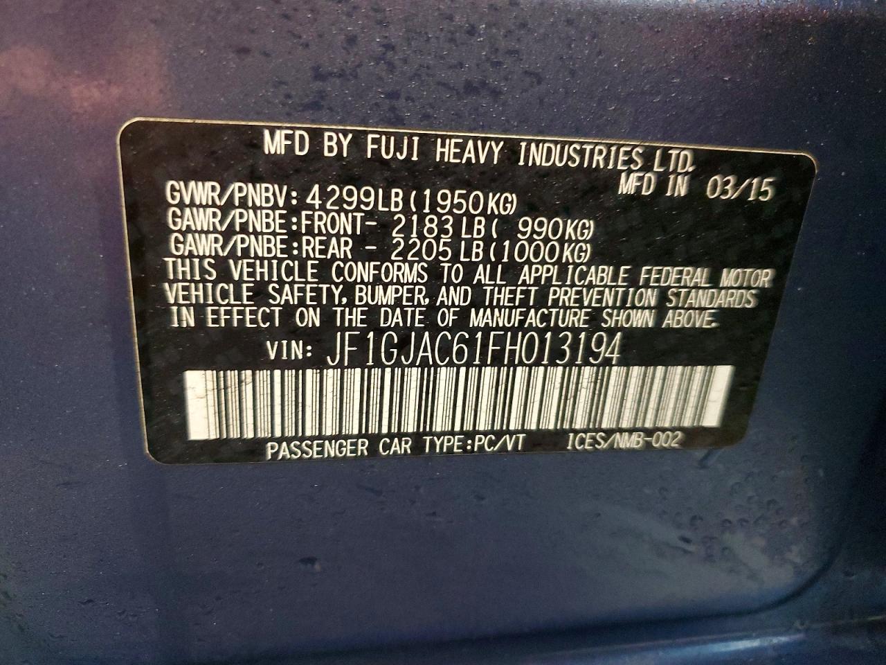 2015 SUBARU IMPREZA PREMIUM photo 37