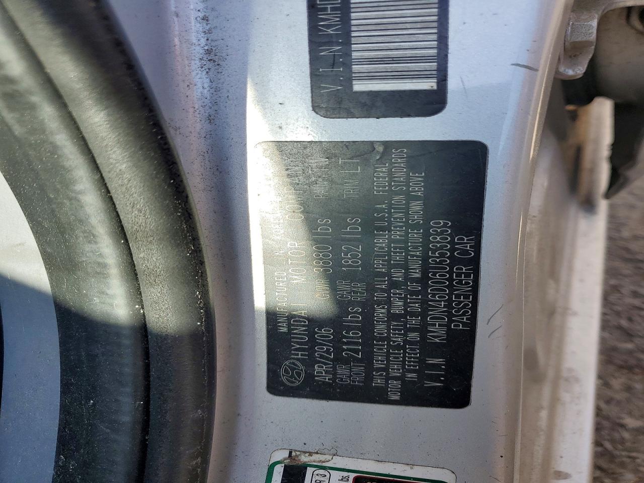 2006 HYUNDAI ELANTRA GLS photo 13