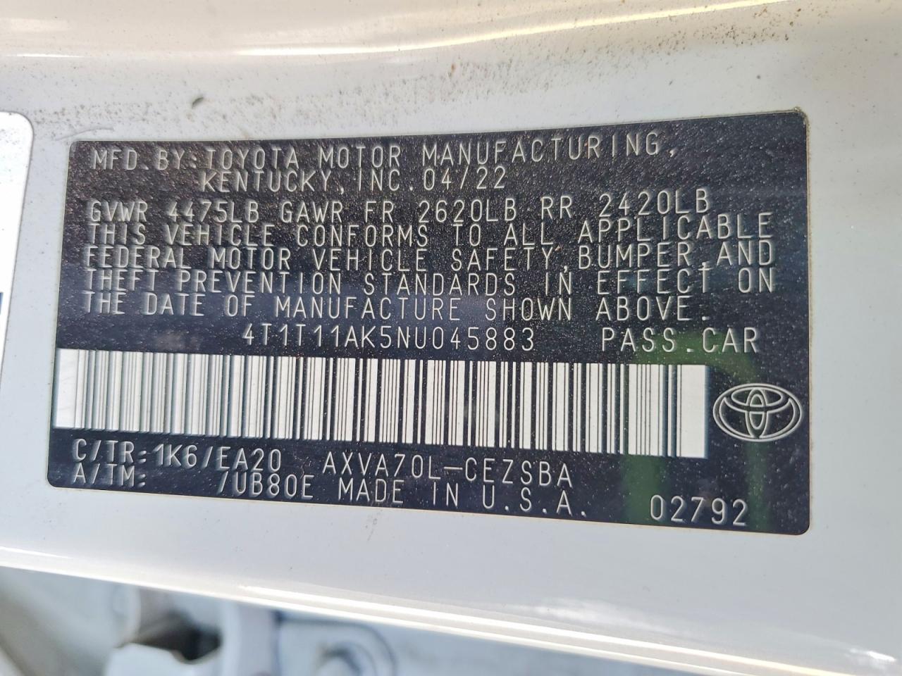 2022 TOYOTA CAMRY SE photo 12