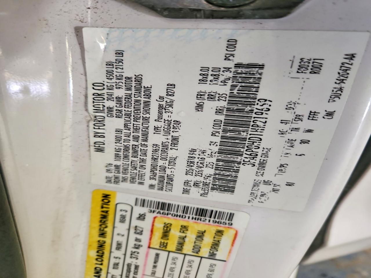 2017 FORD FUSION SE photo 25