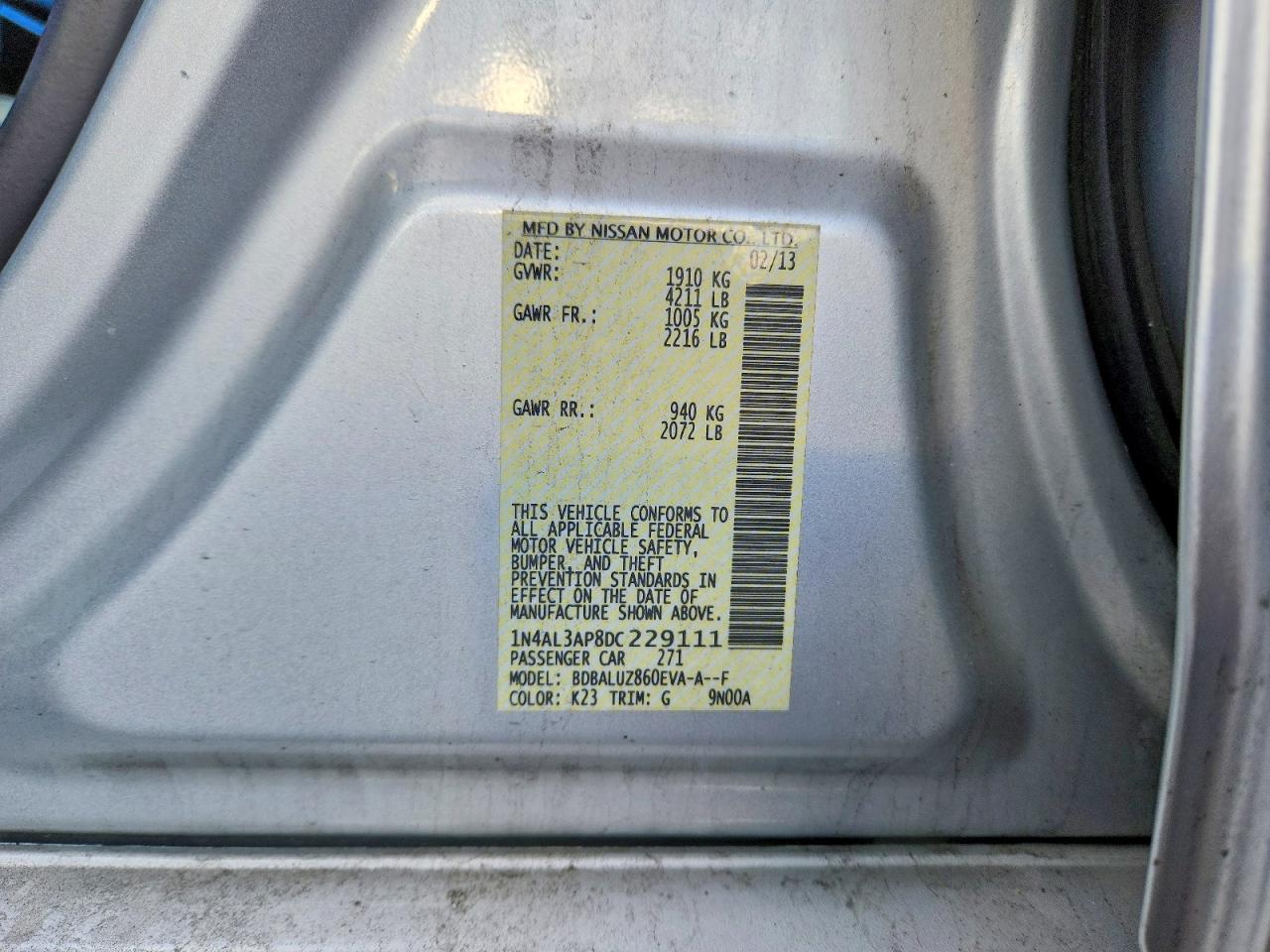 2013 NISSAN ALTIMA 2.5 photo 12
