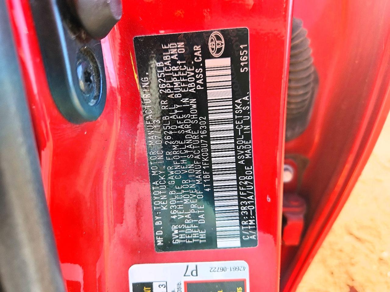 2013 TOYOTA CAMRY SE photo 12