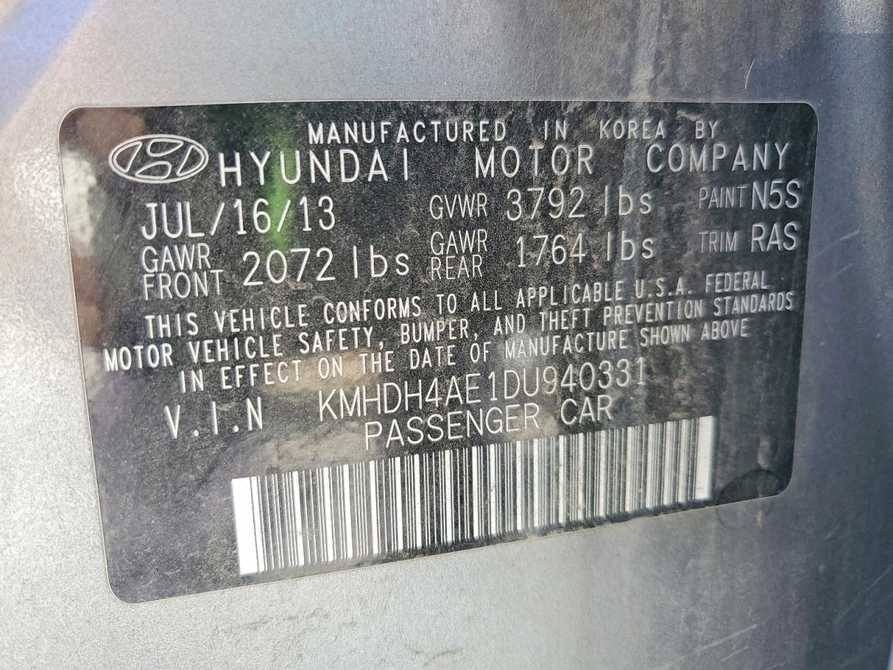 2013 HYUNDAI ELANTRA GLS photo 34