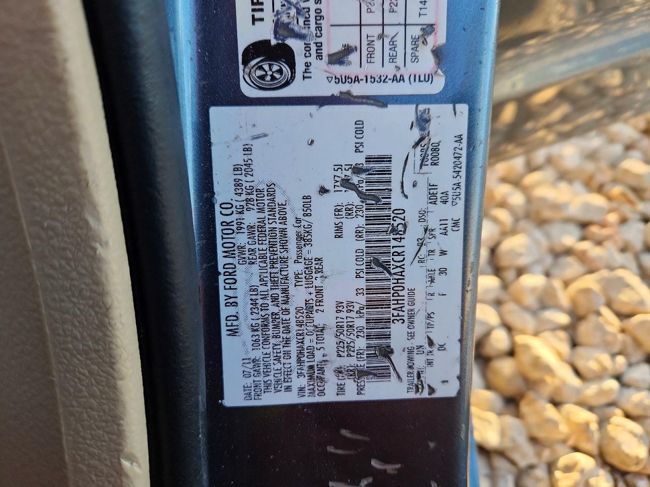 2012 FORD FUSION SE photo 23