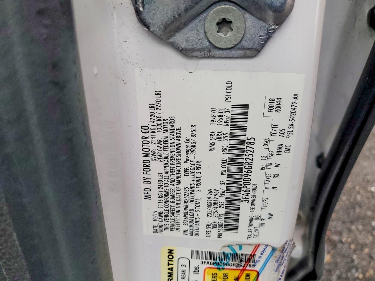 2016 FORD FUSION TITANIUM photo 12