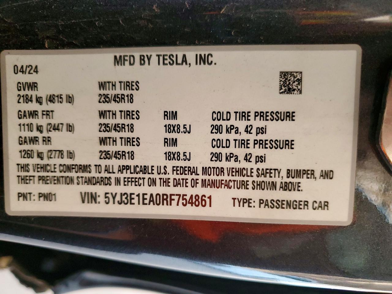 2024 TESLA MODEL 3 photo 12
