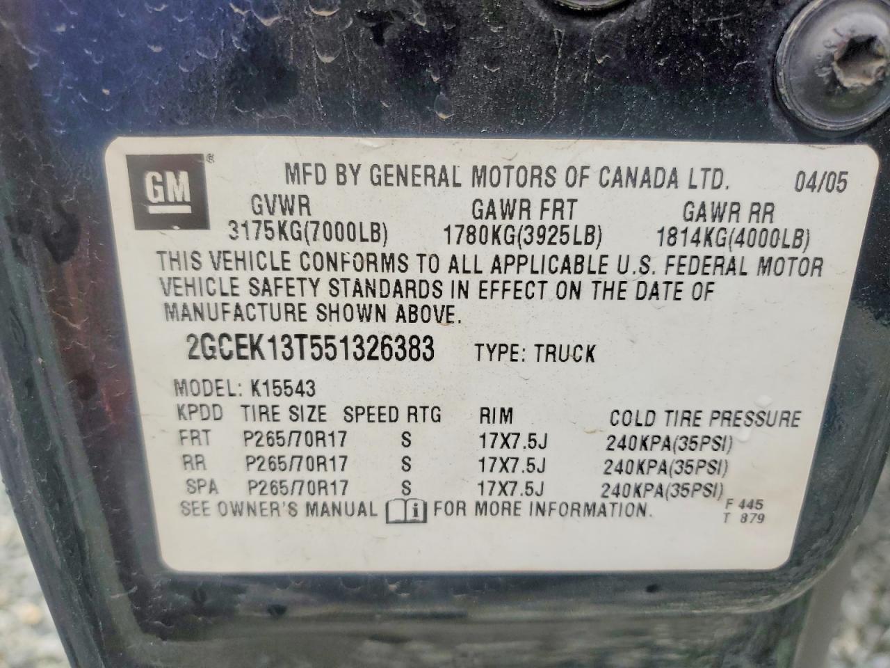 2005 CHEVROLET SILVERADO K1500 photo 12