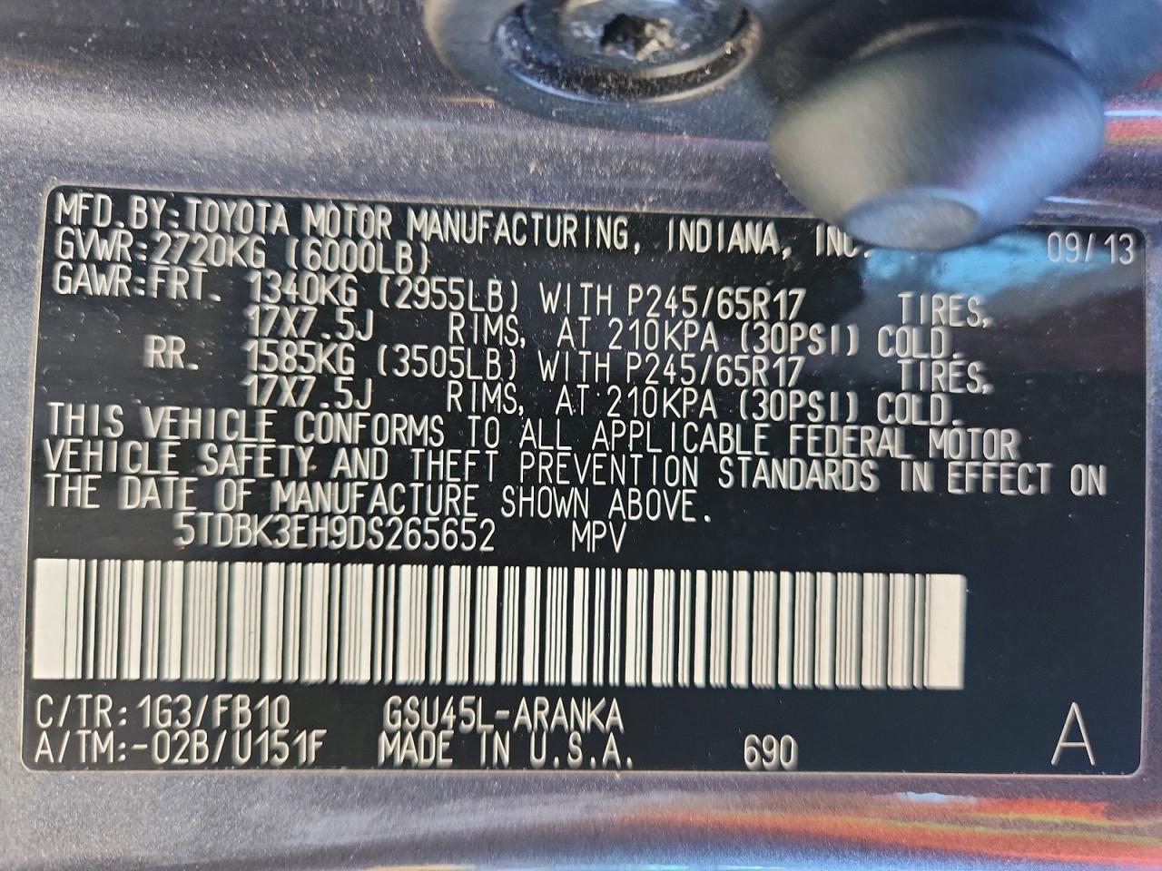 2013 TOYOTA HIGHLANDER BASE photo 25
