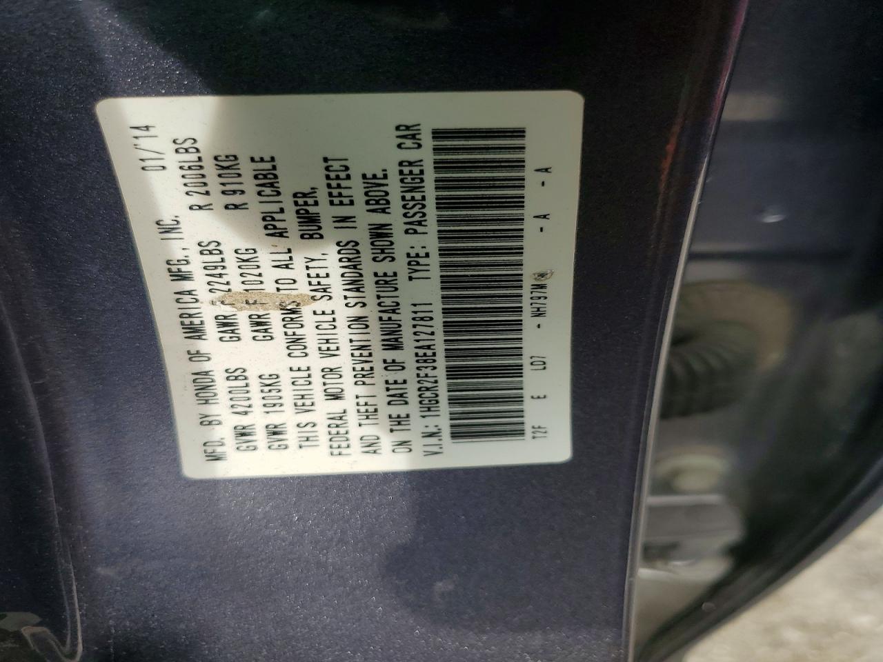 2014 HONDA ACCORD LX photo 23