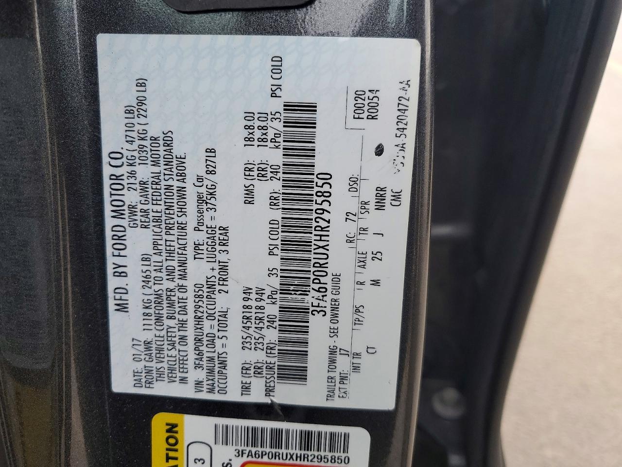2017 FORD FUSION TITANIUM HEV photo 34