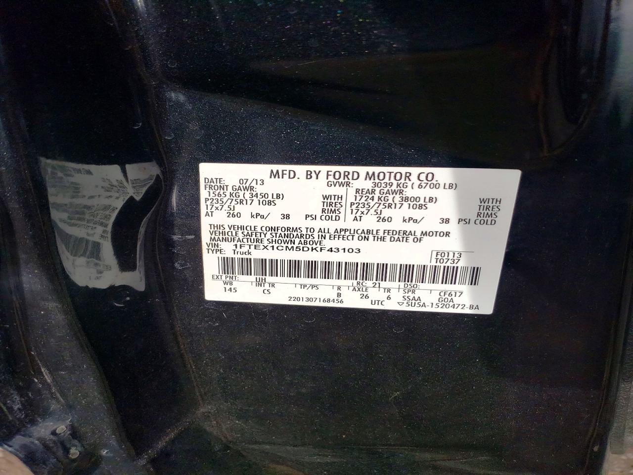 2013 FORD F150 SUPER CAB photo 12