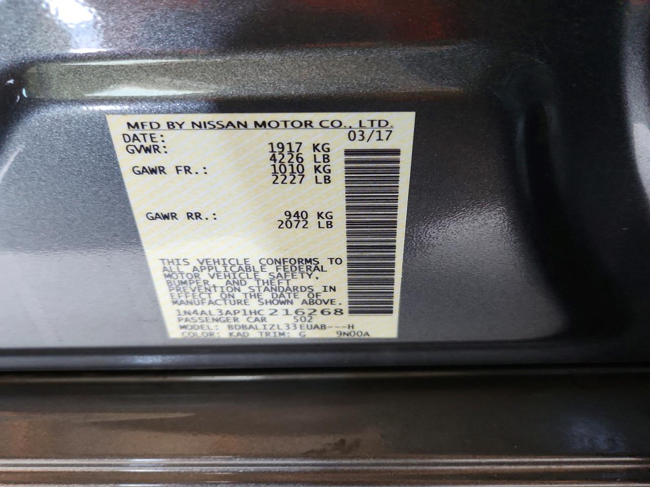 2017 NISSAN ALTIMA 2.5 SV photo 13