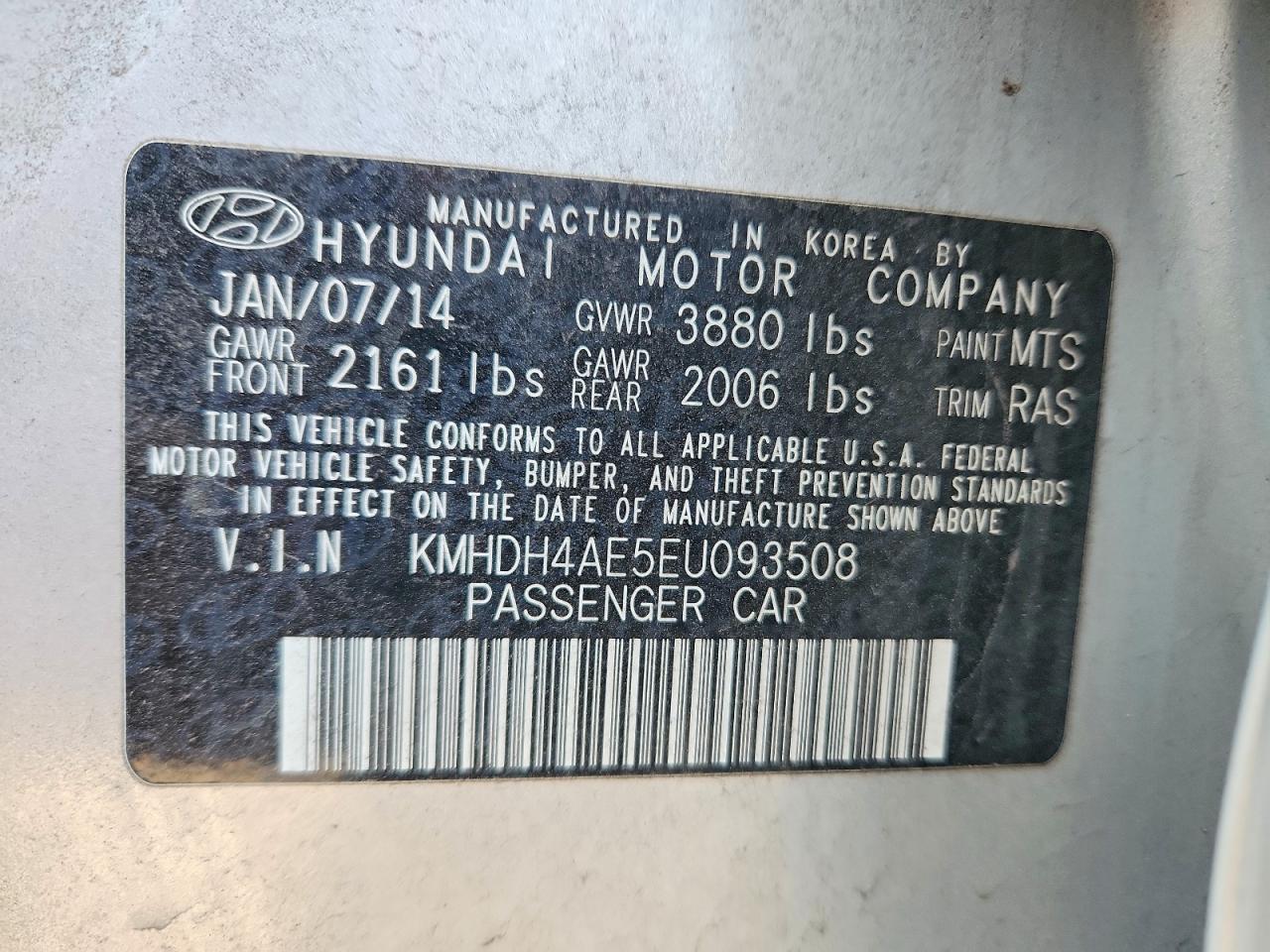 2014 HYUNDAI ELANTRA SE photo 12