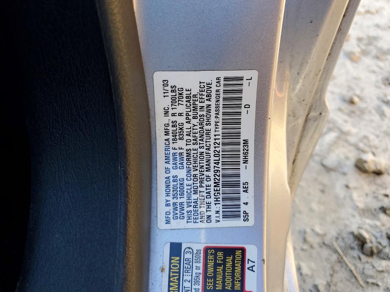 2004 HONDA CIVIC EX photo 12