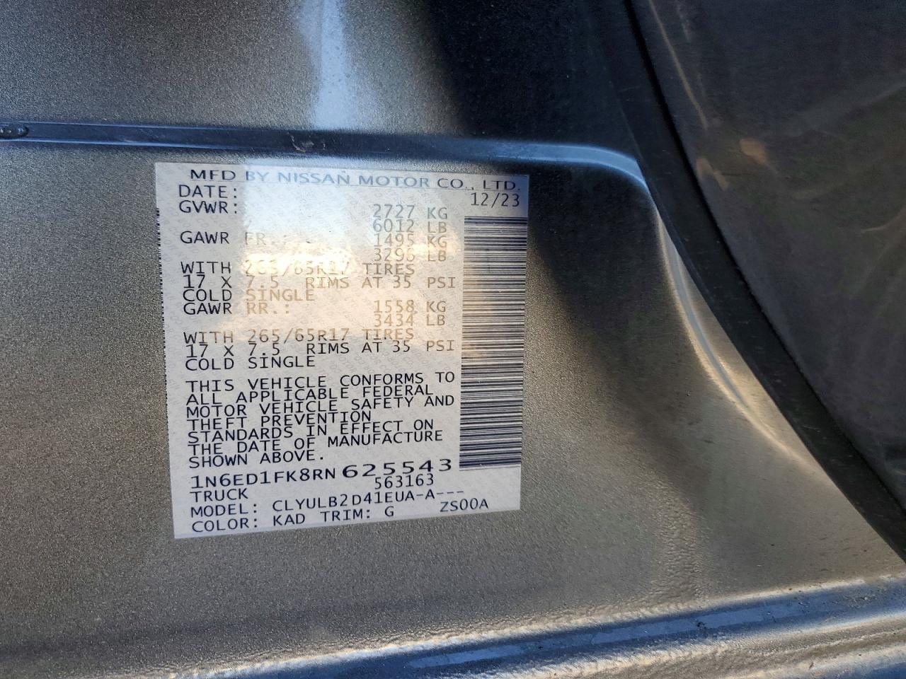2024 NISSAN FRONTIER SV photo 34