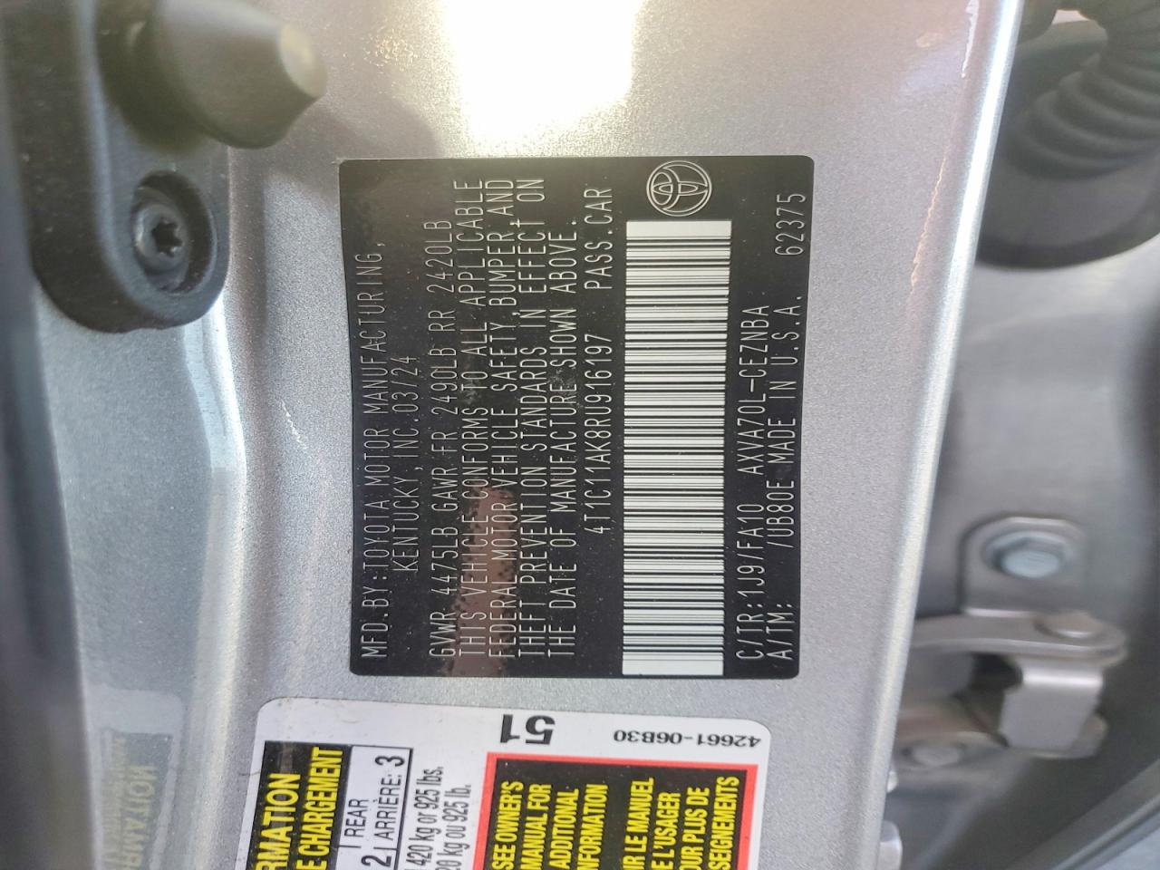 2024 TOYOTA CAMRY LE photo 23